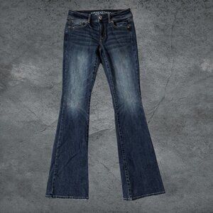 American Eagle Kick Boot Women's Jeans Dark Wash Super Stretch Size 2 Regular